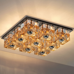 Factory Direct Sale Jonathan Browning Brass Modern Cyrstal Glacon 9 Light Flush Mount For Bathroom