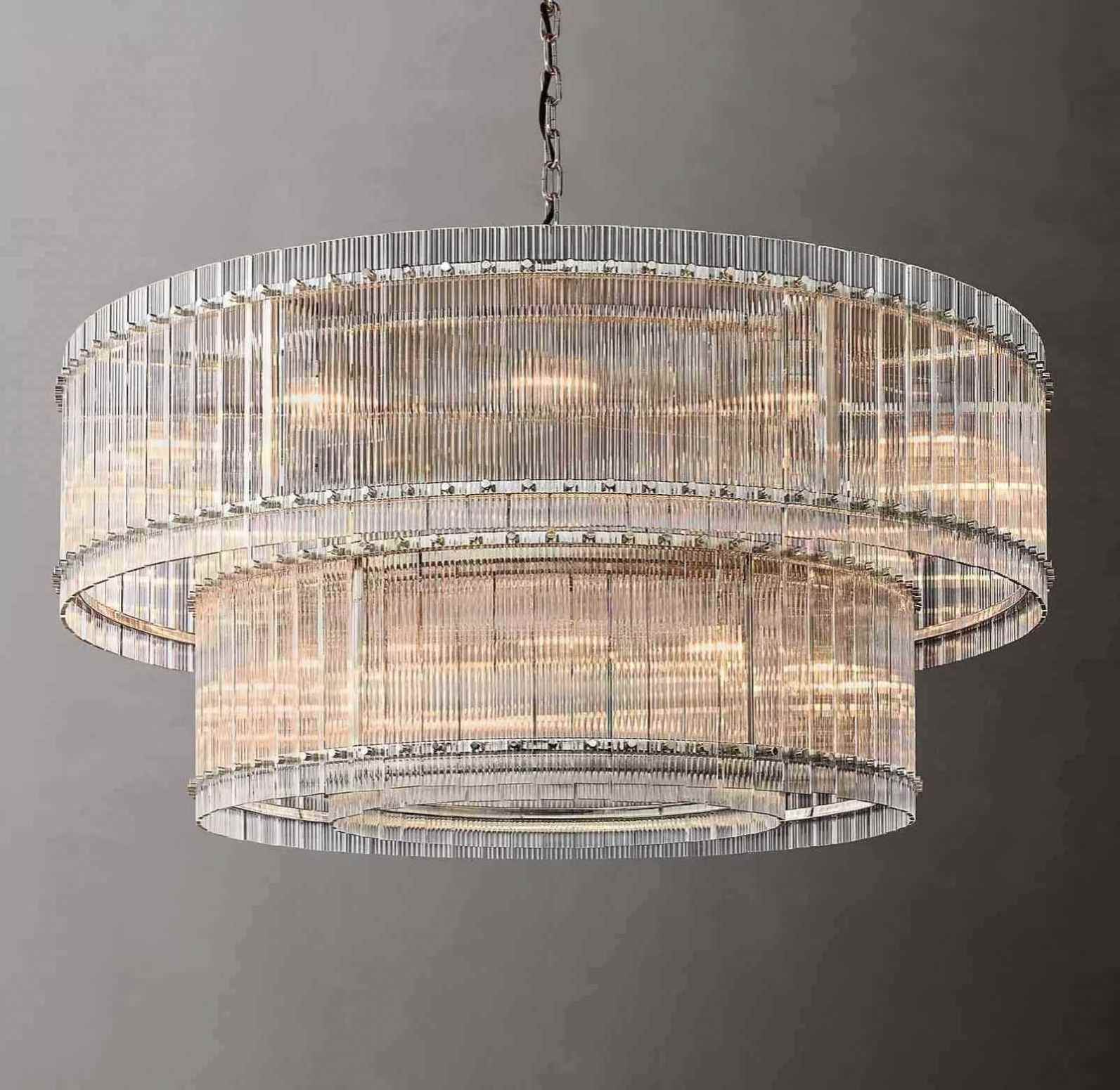 Modern Factory price Entry lamp glass steel chandelier san marco double layer light pendant lighting for master room