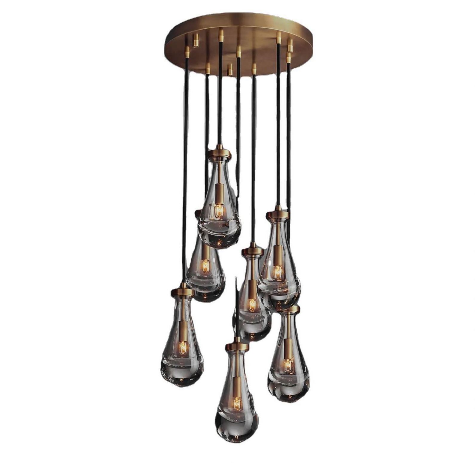 High quality rain pendant light raindrop glass hanging chandelier for high ceiling kitchen island lamp