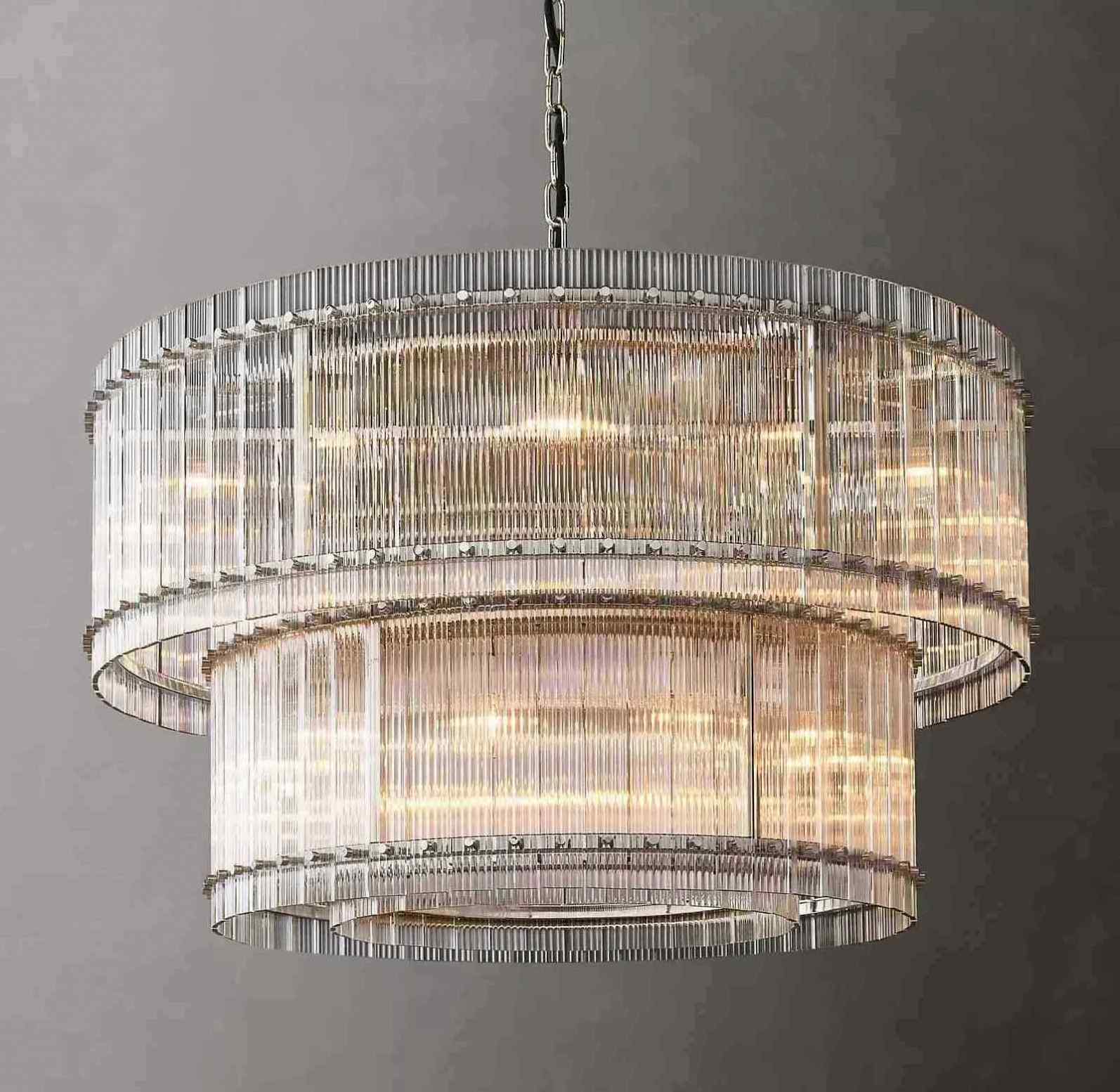 Modern Factory price Entry lamp glass steel chandelier san marco double layer light pendant lighting for master room