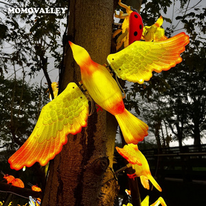 Momovalley light blue led artificial flowers humming bird decor paradise statue outdoor large Christmas decorative lighting