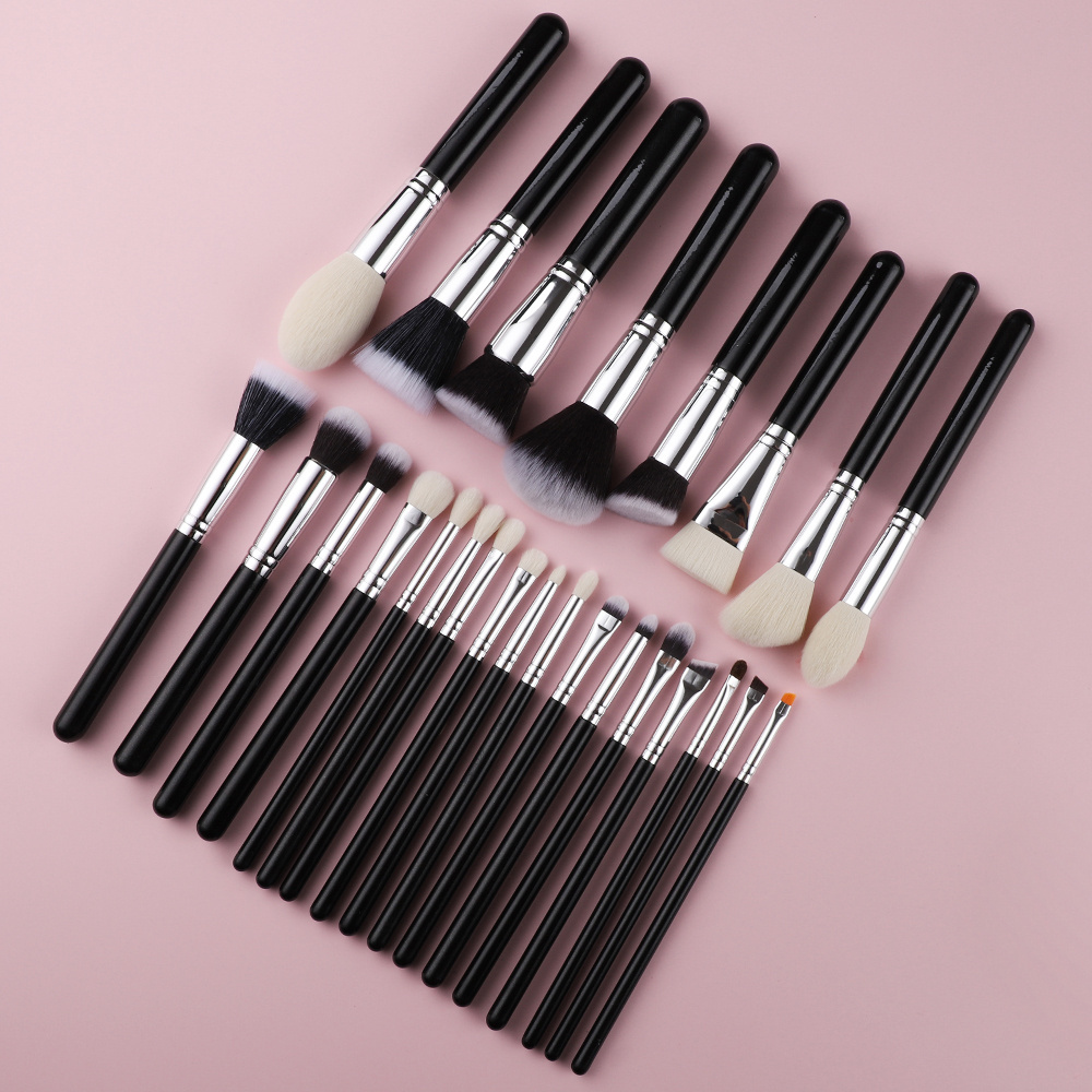 Wholesale Custom Logo Vegan Makeup Brush Cosmetics Foundation Concealer Powder Blending Face Eye Shadows Black Brush Sets