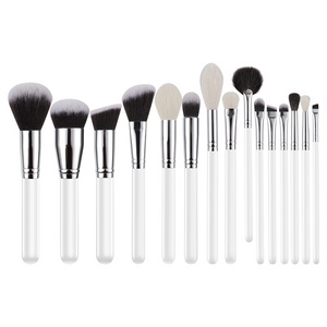 Mona Full set of professional White high quality goat synthetic hair wooden handle face eye bling custom pro make up brushes