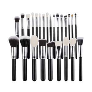 Wholesale Custom Logo Vegan Makeup Brush Cosmetics Foundation Concealer Powder Blending Face Eye Shadows Black Brush Sets