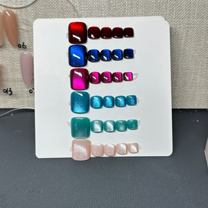 Blue cat eye 24pcs toe nails customized Press On Nails for toes high Quality False Nails made to order