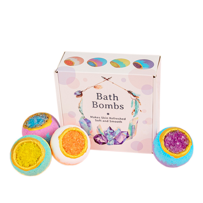 Wholesale Large Vegan Natural Ball Fizzi Salt Gift Set Bathbomb 3D Crystal Geode Bath Bomb For Sale