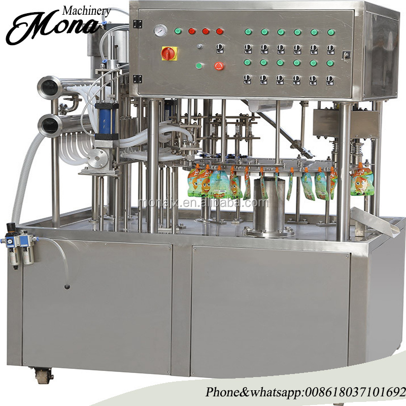 Doy pouch fill and seal machine/spout pouch liquid filling machine/drink packing capping machine