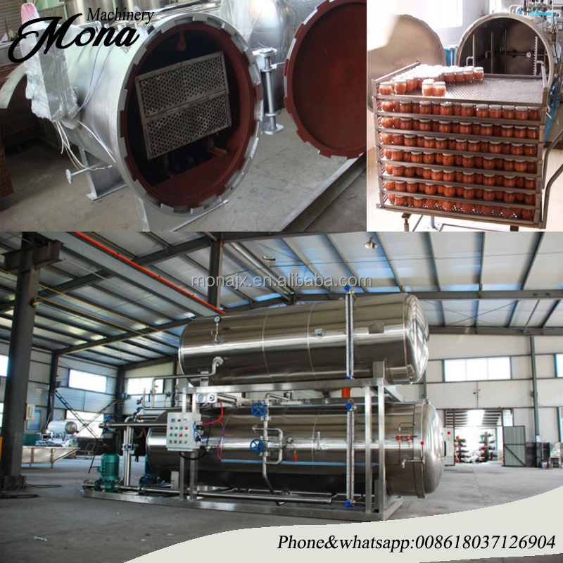 Horizontal autoclave sterilizer retort for sterilizing glass jars and bags of Mushrooms substrate