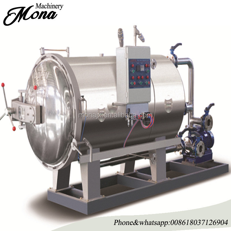 Horizontal autoclave sterilizer retort for sterilizing glass jars and bags of Mushrooms substrate