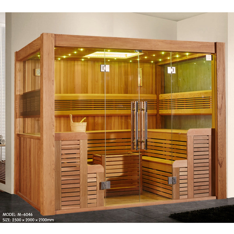 Indoor Canadian cedar wood sauna heater infrared room 6 people sauna rooms