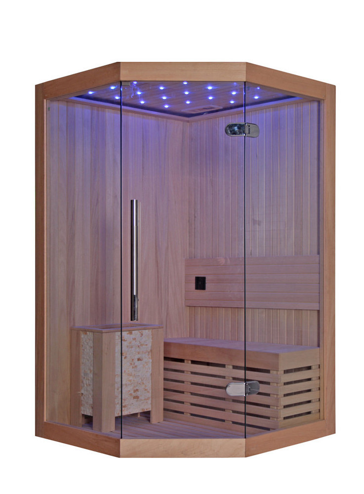 Hotel Solid Wood Sauna Room Free Spare Parts Tempered Glass Door Traditional Computer Control Panel,with Transom Windows 6mm