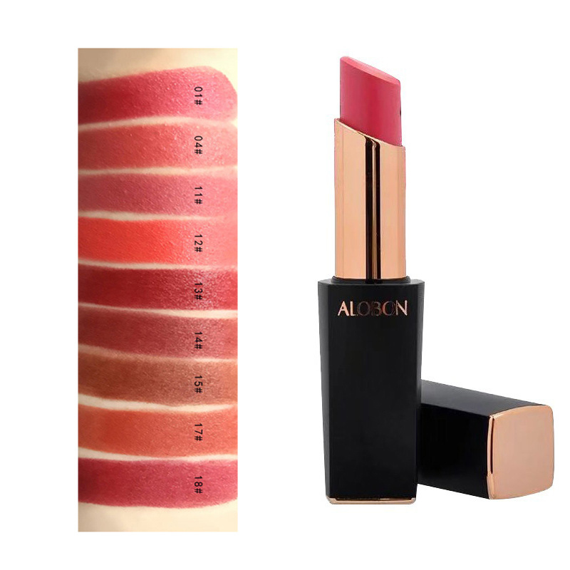 Alobon Multi Color Moisture Hydarating High Quality Popular Free Sample Nude Red Pink Color Shine Decorate Black Magic Lipstick