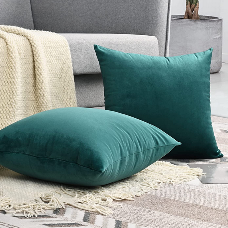 High Quality Low Price OEM Solid Square Bed Chair Decorative Pillow Case velvet cushion cover