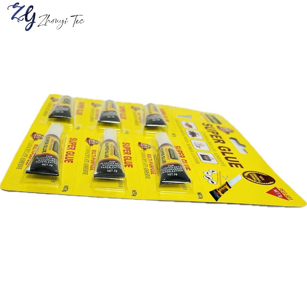 100%original quality fast bond  6pcs pack super glue 3g support OEM cyanoacrylate adhesive  for daily necessities repair