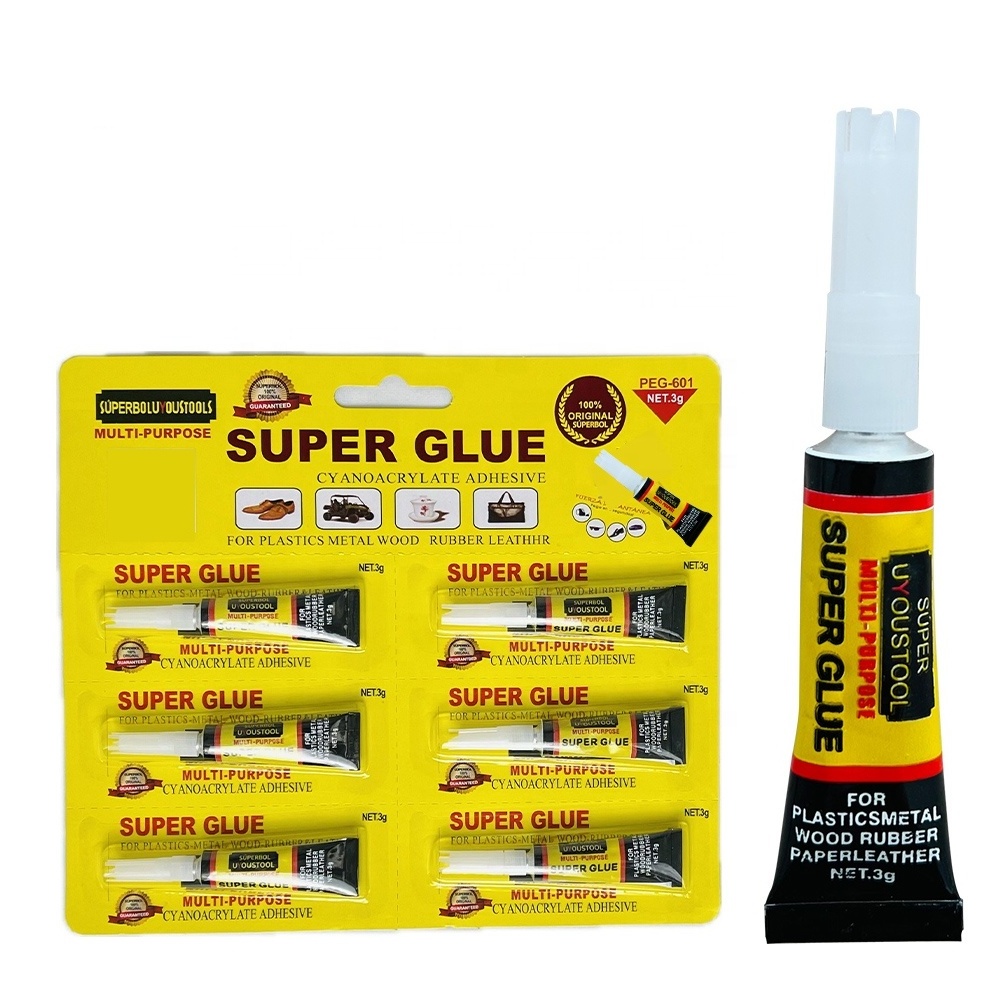 100%original quality fast bond  6pcs pack super glue 3g support OEM cyanoacrylate adhesive  for daily necessities repair