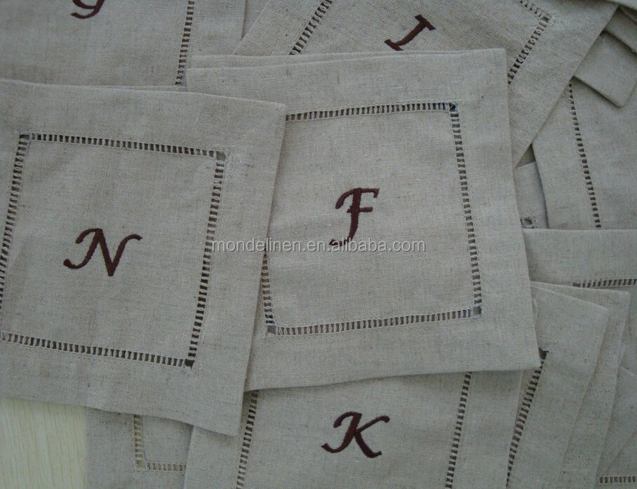 Hot sale luxury natural 100% linen cocktail napkins wholesale