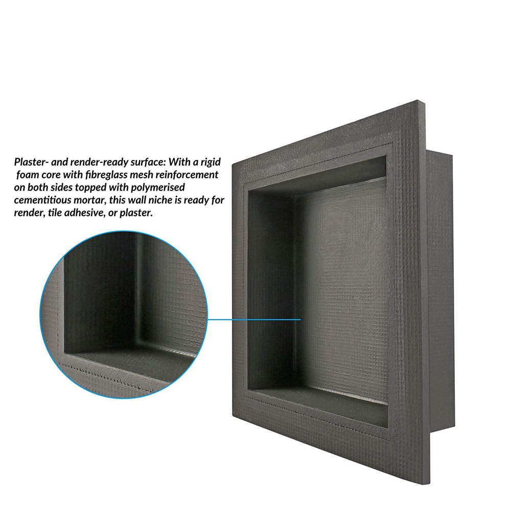 12 x 12 Inch (Installation Size:13 x 13 inch) Waterproof Leak Proof Bathroom Recessed Storage XPS Shower Shelf Shower