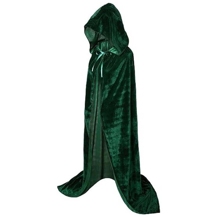 MONDON  Adult Kids Halloween Velvet Cloak Cape Hooded Medieval Costume Witch Wicca Vampire Halloween