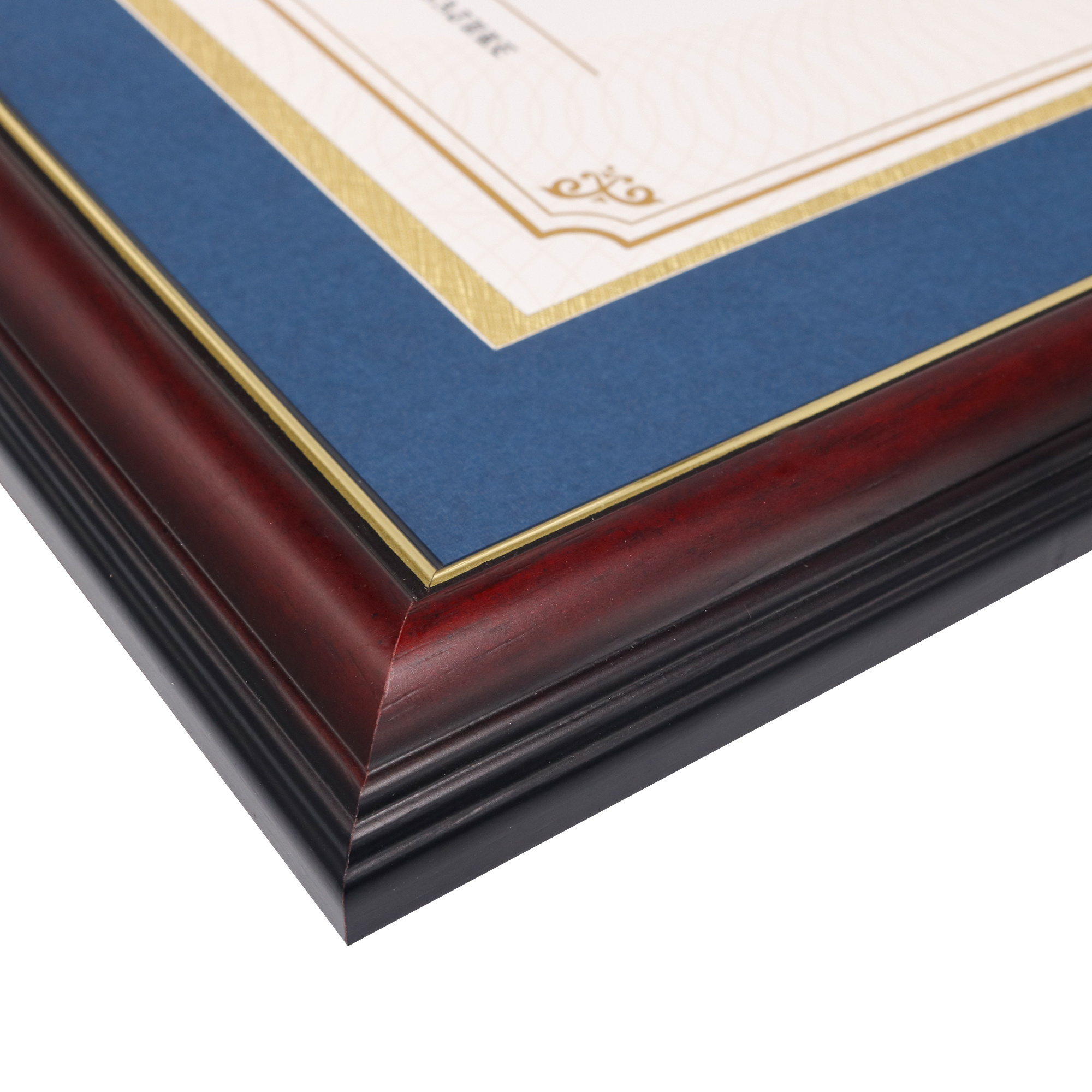 Hot Selling Cherry and Gold A4 Wood Graduation Certificate Diploma Frame For Wall Mount or TableTop Display