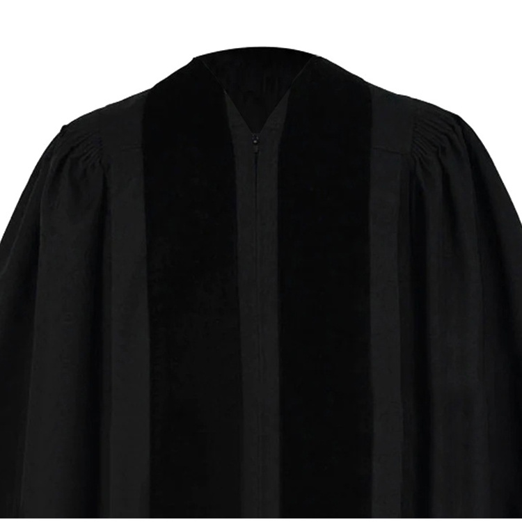 Factory Black Matte John Wesley Clergy Robes with Velvet Panels