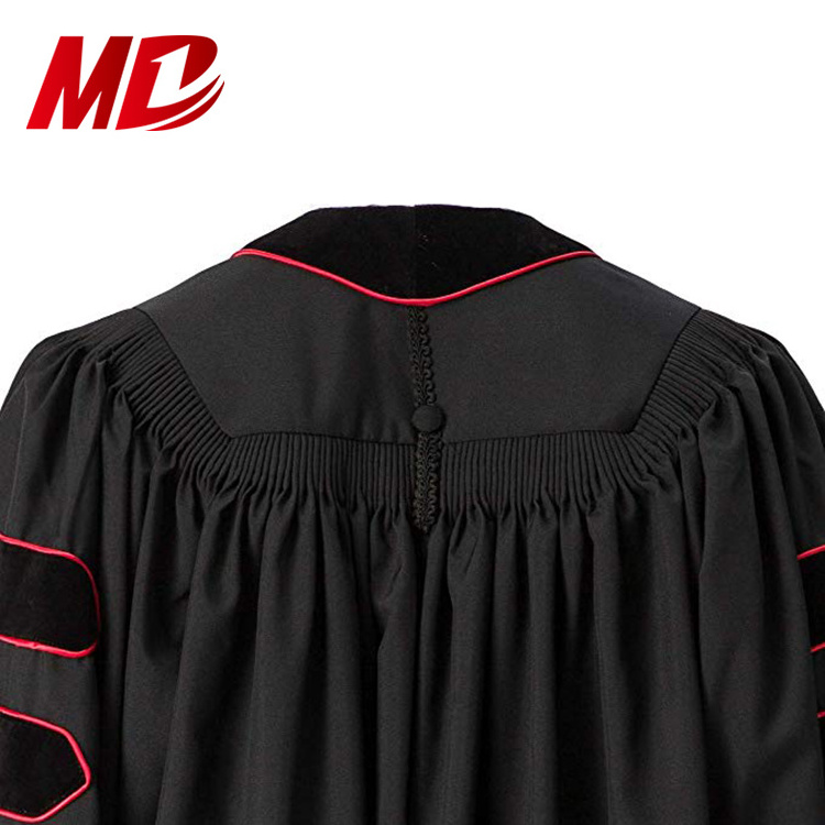 Wholesale Cheap Polyester Fluting Choir Robe Divinity Clergy Robes with Red Embroidered Cross