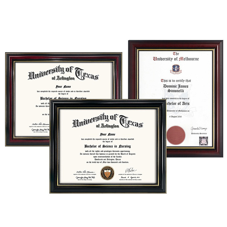 Hot Selling Gold Rim A4 Wood Graduation Certificate Frame Diploma Frame For Wall