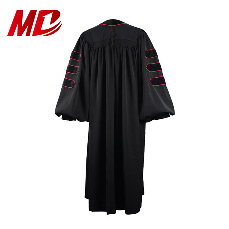 Wholesale Cheap Polyester Fluting Choir Robe Divinity Clergy Robes with Red Embroidered Cross