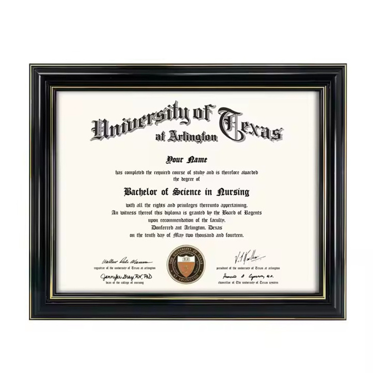 Hot Selling Gold Rim A4 Wood Graduation Certificate Frame Diploma Frame For Wall