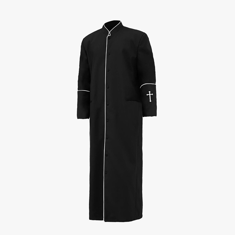 Wholesale hot sale classic style 16 available color pocket church robe button clergy cassock with cross