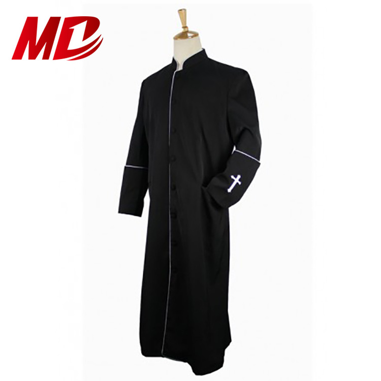 Wholesale hot sale classic style 16 available color pocket church robe button clergy cassock with cross