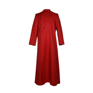 Matte Polyester White Black Red Button Closure Men Clergy Robe Anglican Choir Cassock Robe With Lining