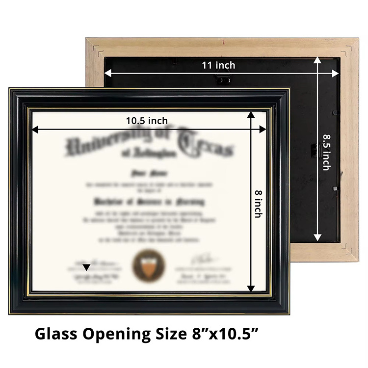 Hot Selling Gold Rim A4 Wood Graduation Certificate Frame Diploma Frame For Wall