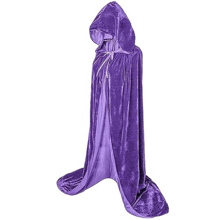 MONDON  Adult Kids Halloween Velvet Cloak Cape Hooded Medieval Costume Witch Wicca Vampire Halloween