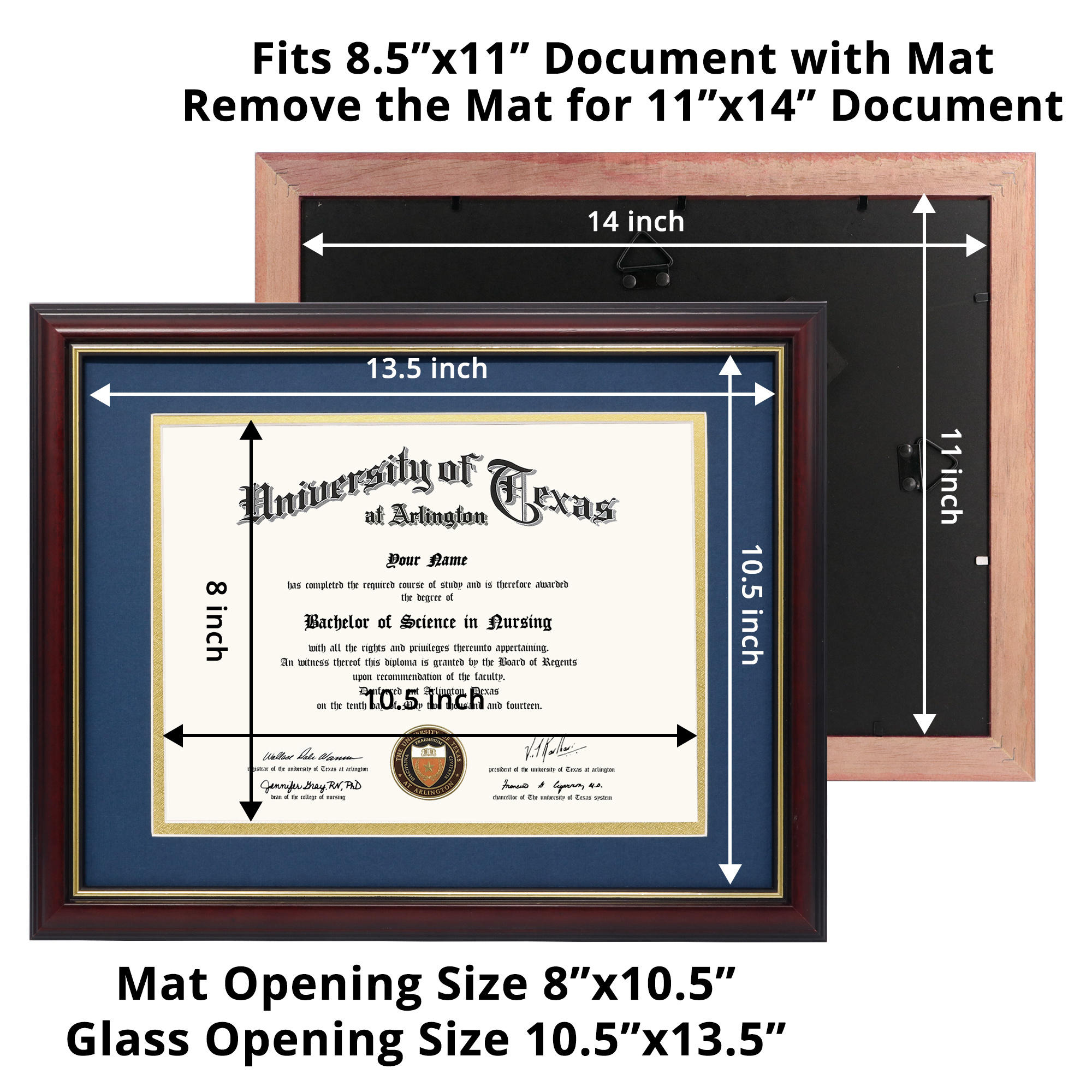 Hot Selling Cherry and Gold A4 Wood Graduation Certificate Diploma Frame For Wall Mount or TableTop Display