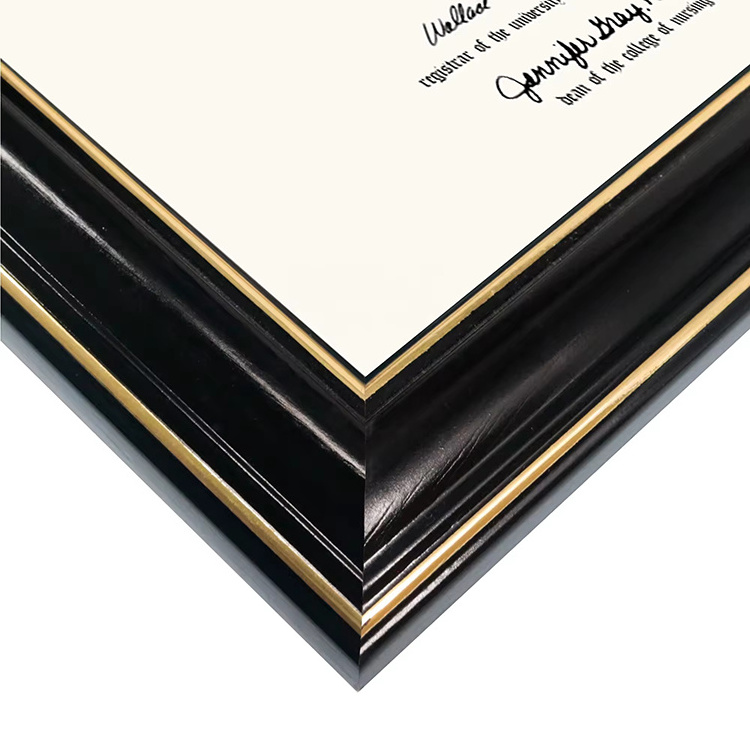 Hot Selling Gold Rim A4 Wood Graduation Certificate Frame Diploma Frame For Wall