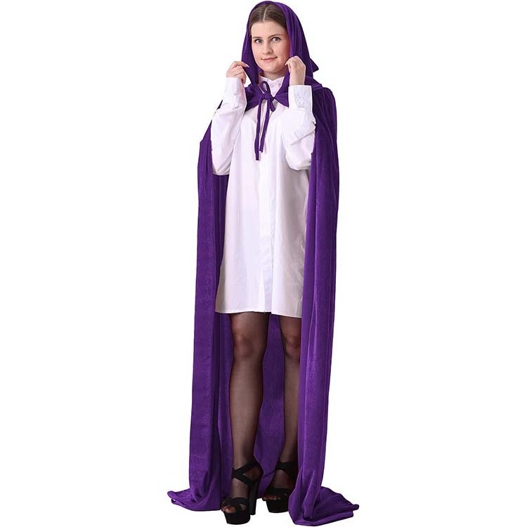 MONDON  Adult Kids Halloween Velvet Cloak Cape Hooded Medieval Costume Witch Wicca Vampire Halloween