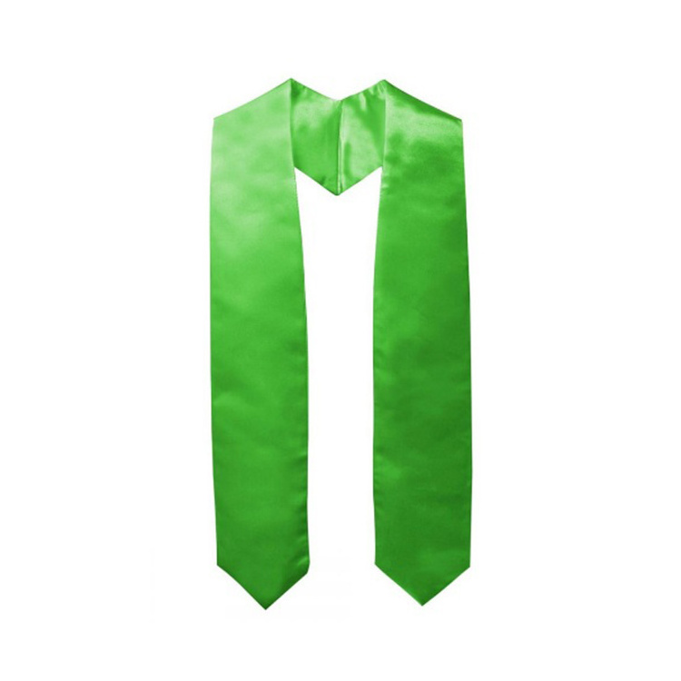 Wholesale Green Satin Graduation Stoles Plain Choir Stole Academic Sash