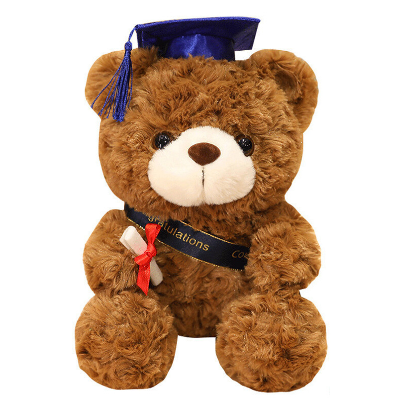 Mondon Graduation Bear 8 9 11 Inch Animal Plush Bear with Navy Blue Graduation Cap Hat and sash Toys Stuffed Bear