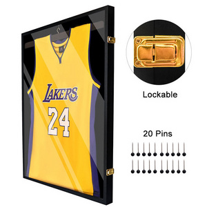 Large Sport Shirt Jersey Shadow Box Black Wall Hanger MDF Jersey Frame Display Case for Baseball Basketball Football