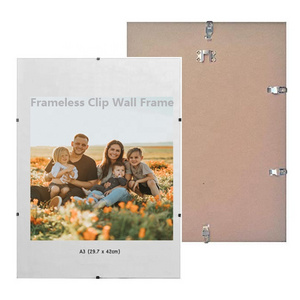 4x6 5x7 8x10 A4 A3 A2 A1 acrylic glass wall hanging frameless picture frame clear acrylic poster photo frames