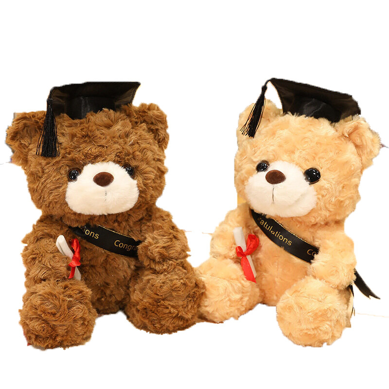 Mondon Graduation Bear 8 9 11 Inch Animal Plush Bear with Navy Blue Graduation Cap Hat and sash Toys Stuffed Bear