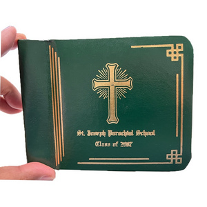 Wholesale Personalized Gold Stamping Eco-friendly Leather Zippered Graduation Autograph Books with High quality Printing