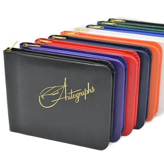 High Quality Printing Customized Traditional Eco-friendly leather Graduation Autograph Books with Zipper