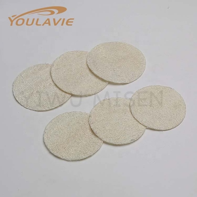 Eco-Friendly 100% Bath Pad Natural Round Shape Loofah Pad