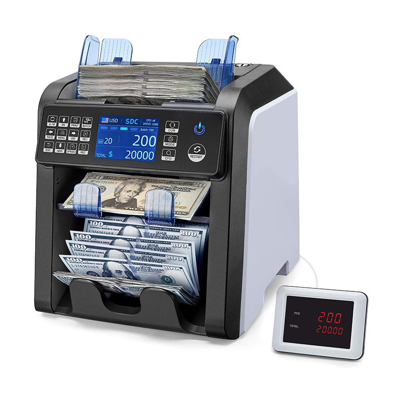 AL-950 Two CIS 2 Pocket Currency Discriminator Counter Banknote Sorter Money Value Counter