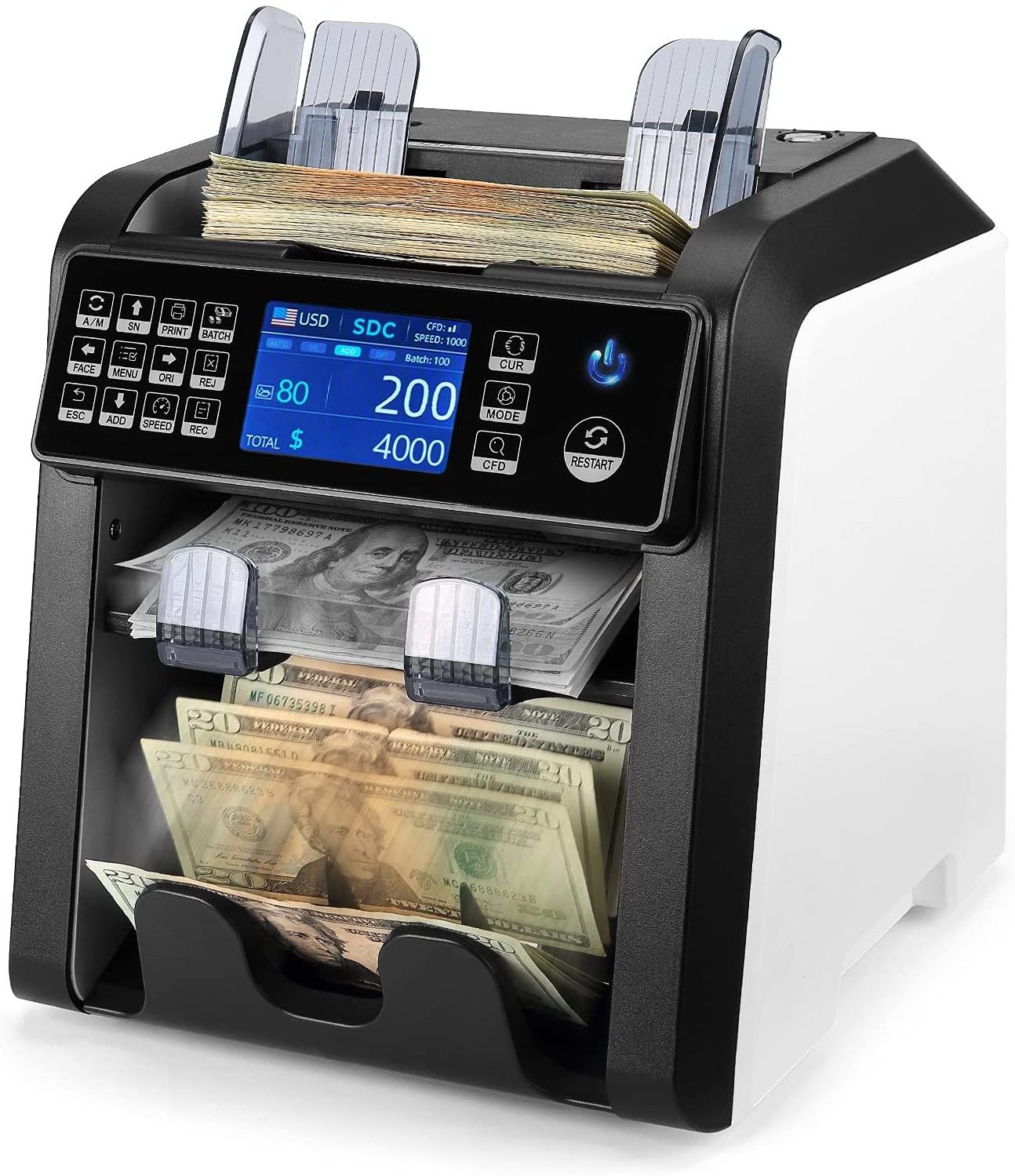 AL-950 with 2 CIS Fake Money Detector Counting Machine with printer for bank