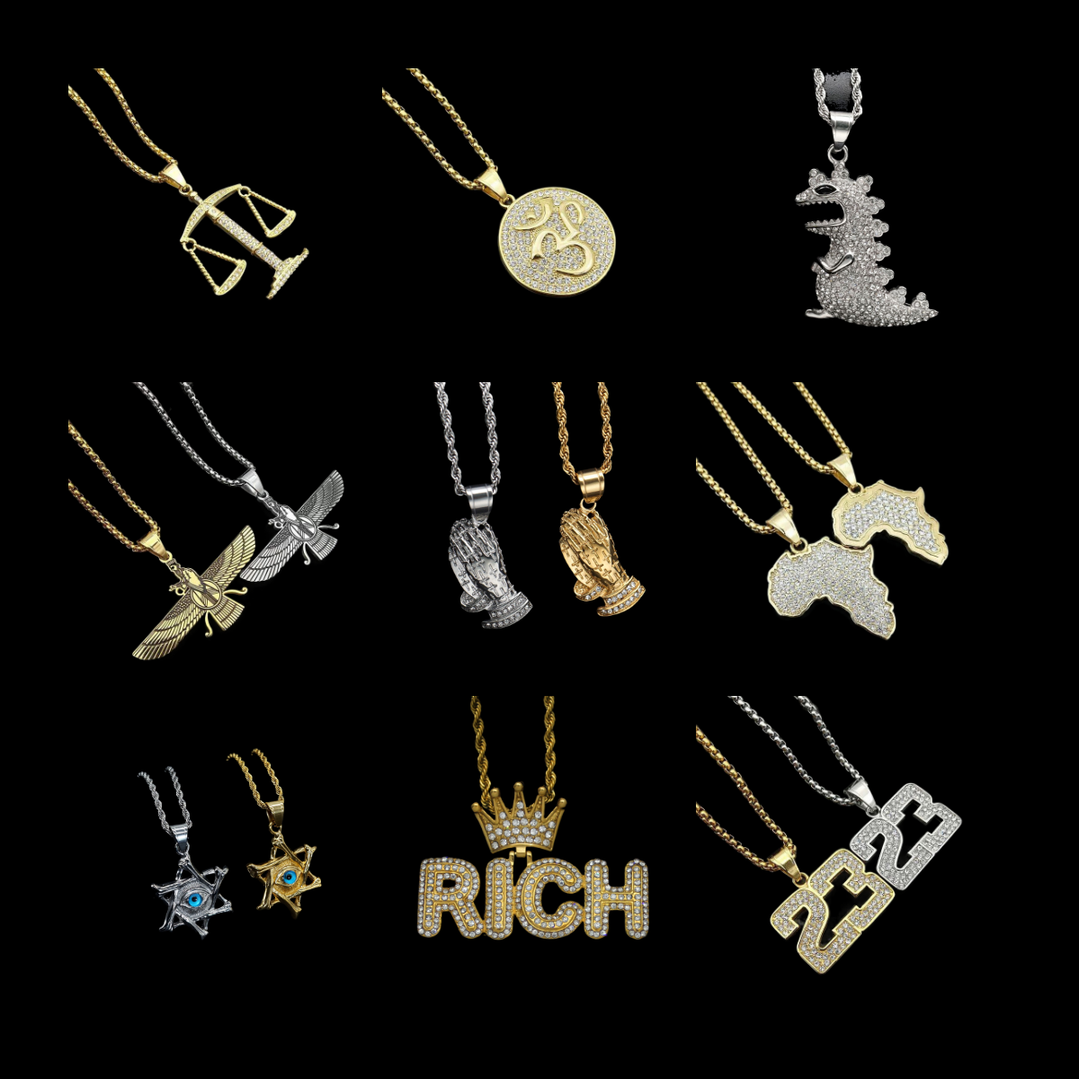 Stainless steel fine jewelry Factory Wholesale charms pendant hip hop shape necklace pendant for man woman