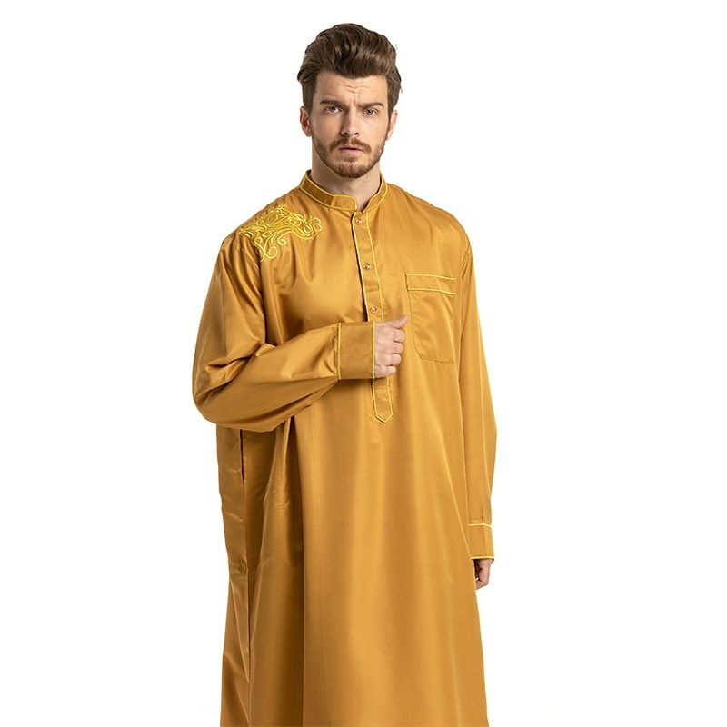 0006# muslim men clothing arabic dubai thobe hooded  jubba dress muslimah  man