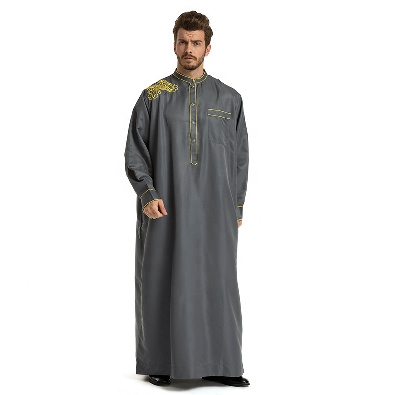 0006# muslim men clothing arabic dubai thobe hooded  jubba dress muslimah  man