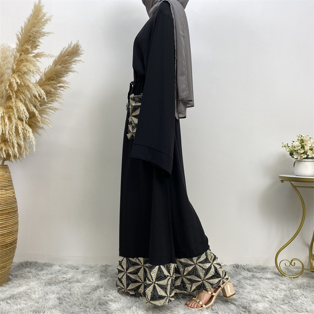 6402#Online Sale High Quality Korea Nida Abaya for Women Nude Umbrella Cut Closed Abaya Dress